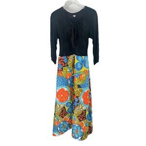 Vtg 70s Quilted Maxi Dress Talon Zipper Sz 12 Sz Medium Prairie Floral Colorful